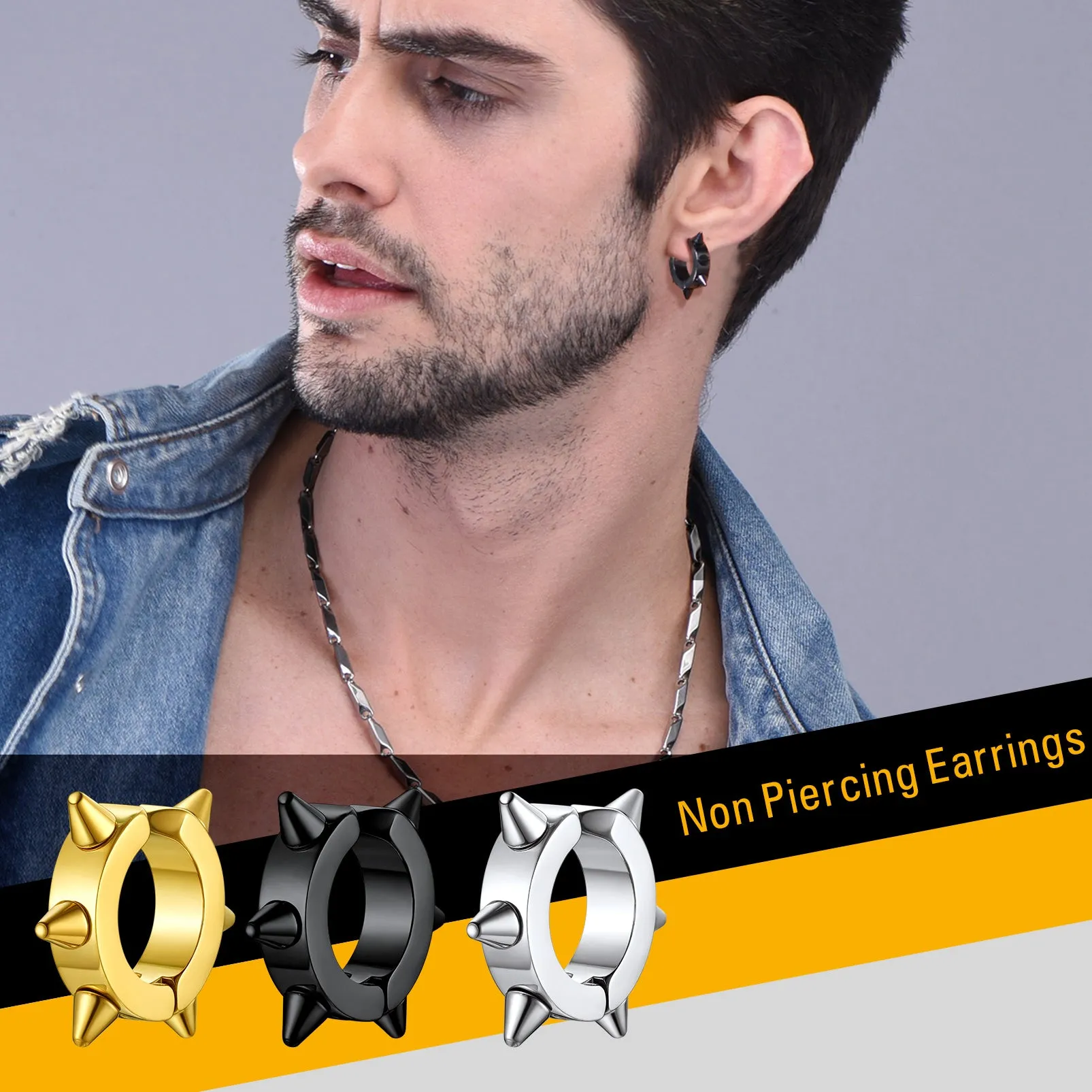Flash Sale Hook Hedgehog Ear Clip Earrings for Men sold by FaithHeart product image thumbnail 4