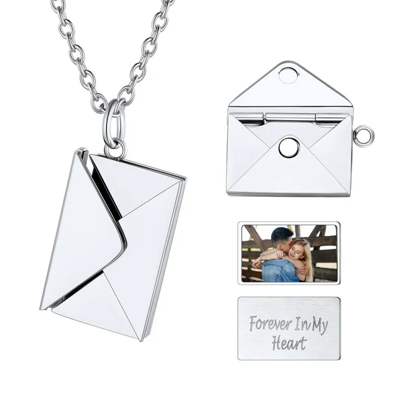 Personalized Envelope Picture Locket Necklace Gifts for Women Girl sold by FaithHeart