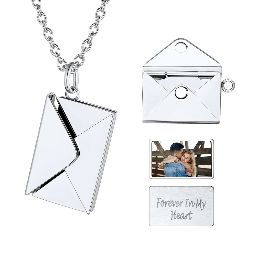 Personalized Envelope Picture Locket Necklace Gifts for Women Girl sold by FaithHeart