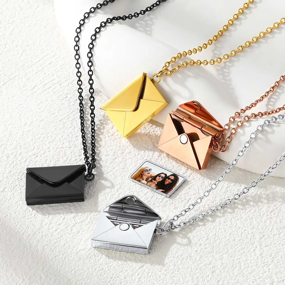 Personalized Envelope Picture Locket Necklace Gifts for Women Girl sold by FaithHeart product image thumbnail 5