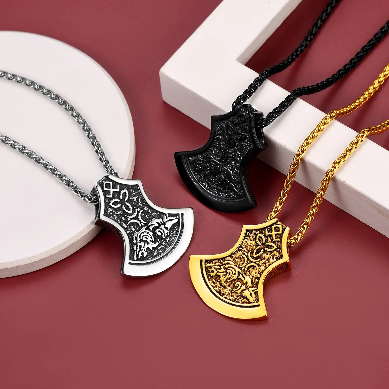 Flash Sale Battle Axe Viking Celtic Knot Necklace For Men sold by FaithHeart product image thumbnail 3