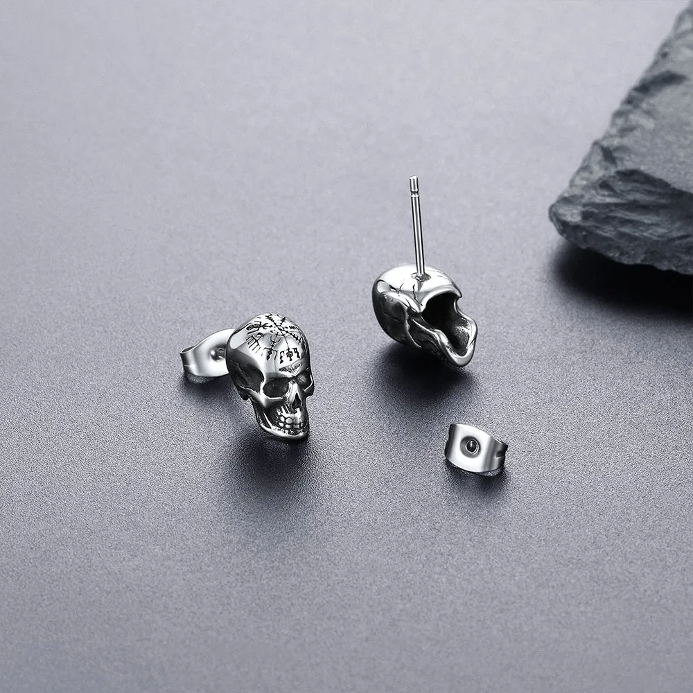 Flash Sale Sterling Silver Viking Skeleton Skull Stud Earrings for Men sold by FaithHeart product image thumbnail 2