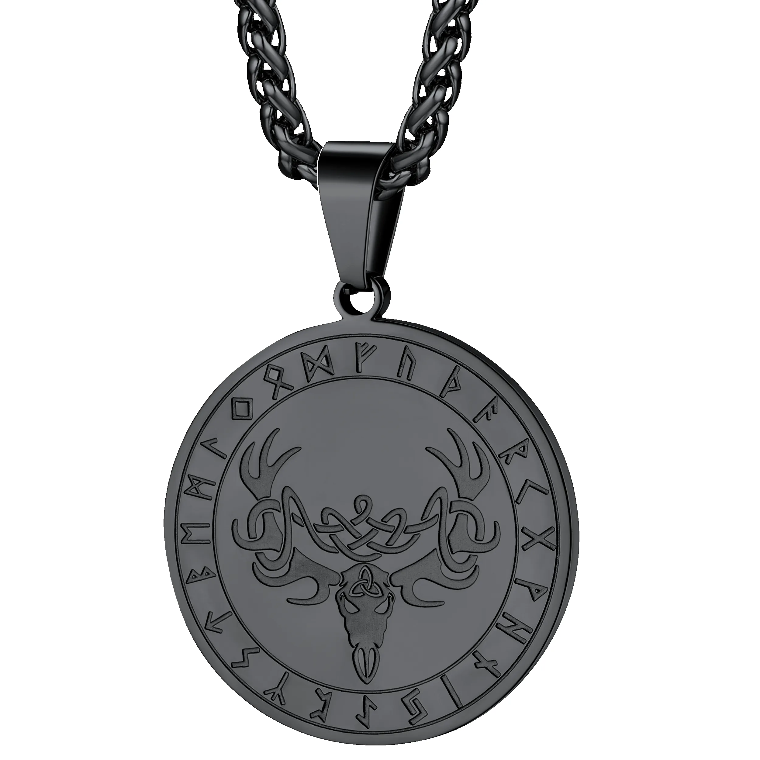 Flash Sale Stainless Steel Norse Viking Deer Necklace For Men sold by FaithHeart