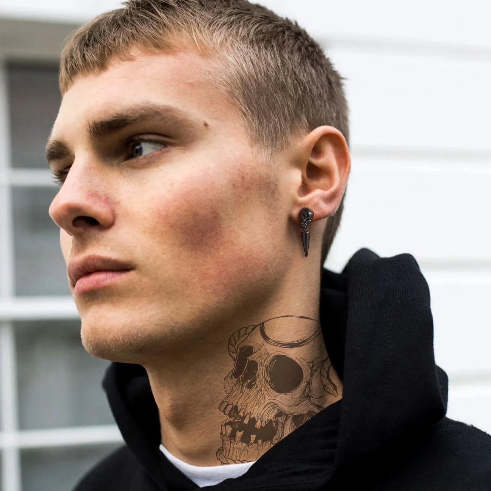 Flash Sale Punk Spike Skull Earrings for Men sold by FaithHeart product image thumbnail 3