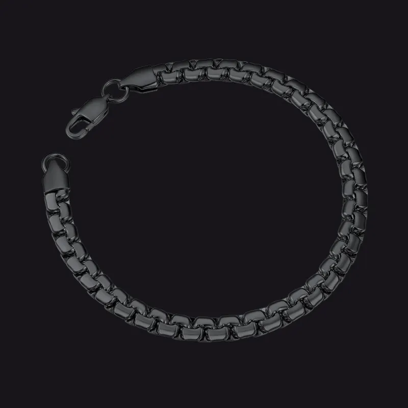 Flat Box Link Chain Bracelet for Men sold by FaithHeart