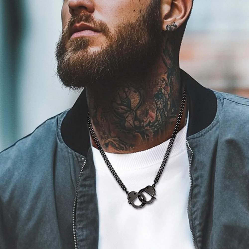 Punk Handcuff Necklace for Men, Partners in Crime Cuban Link Chain sold by FaithHeart product image thumbnail 4