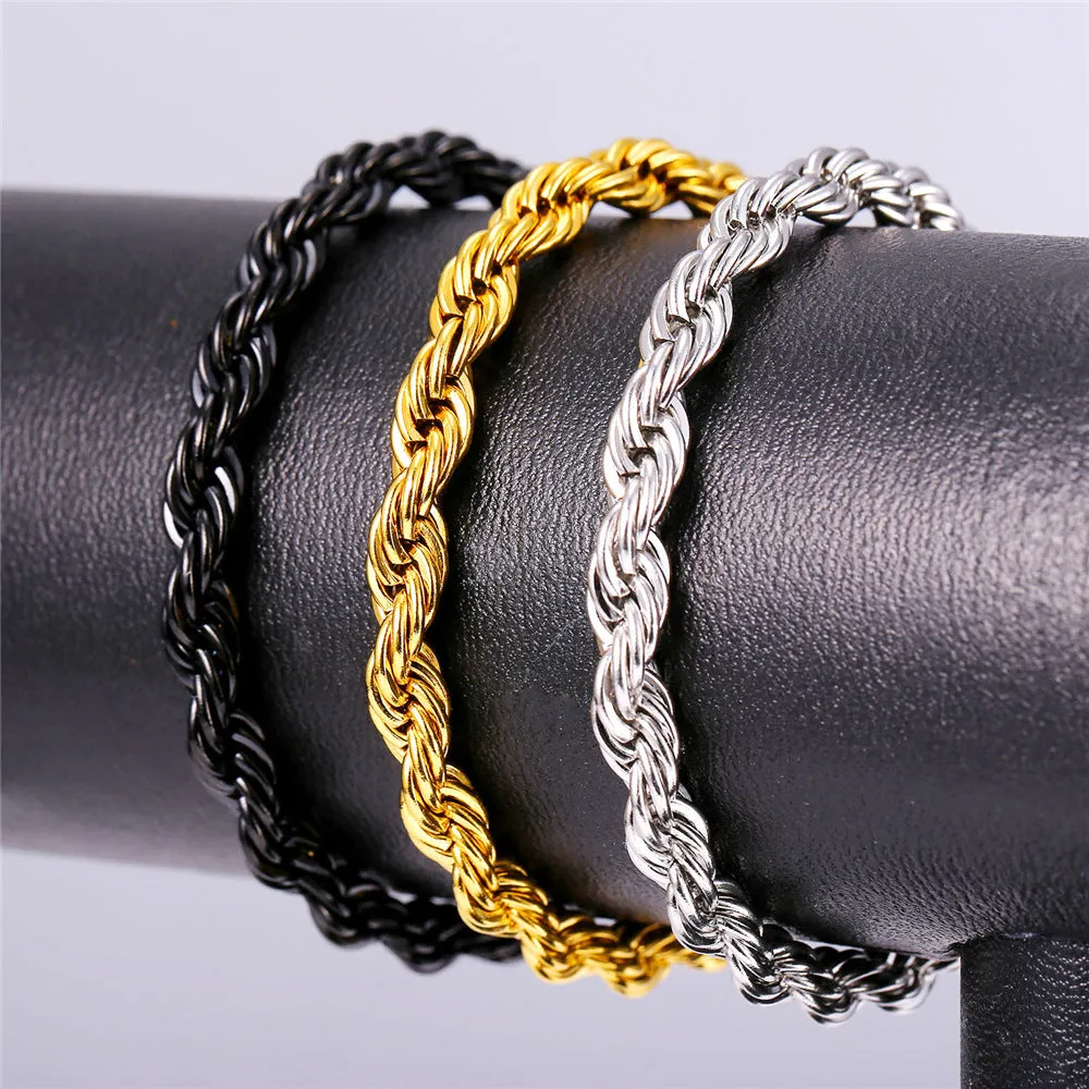 3MM/6MM Link Rope Chain Bracelet for Men Women sold by FaithHeart product image thumbnail 5