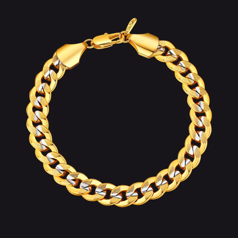 9mm Chunky Cuban Link Bracelet Unisex Two-Tone Jewelry for Men sold by FaithHeart