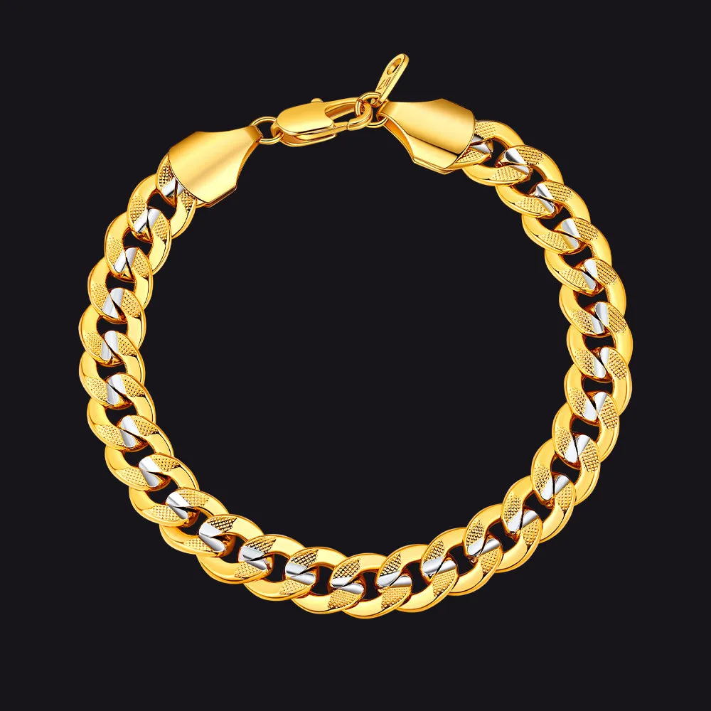 9mm Chunky Cuban Link Bracelet Unisex Two-Tone Jewelry for Men sold by FaithHeart