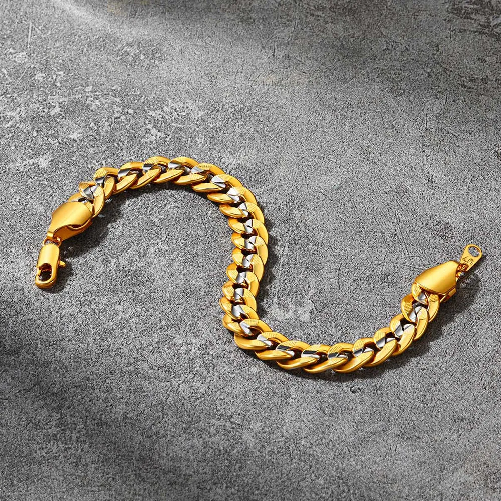 9mm Chunky Cuban Link Bracelet Unisex Two-Tone Jewelry for Men sold by FaithHeart product image thumbnail 5