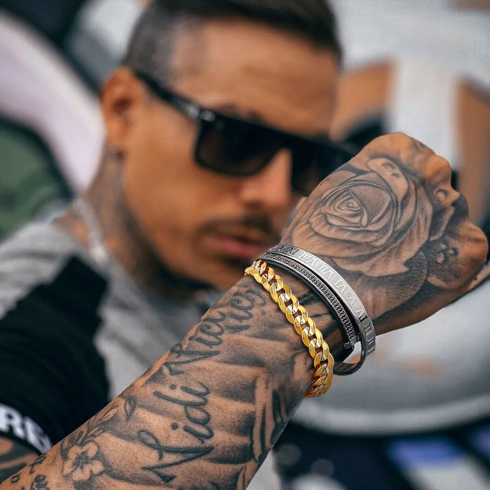 9mm Chunky Cuban Link Bracelet Unisex Two-Tone Jewelry for Men sold by FaithHeart product image thumbnail 3