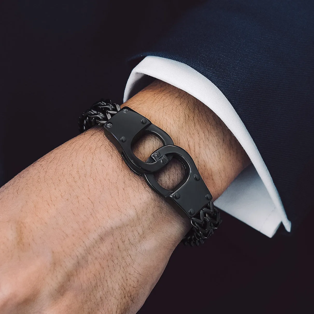 Handcuffs Chain Bracelet For Men with Celtic Knot in Stainless Steel sold by FaithHeart product image thumbnail 4