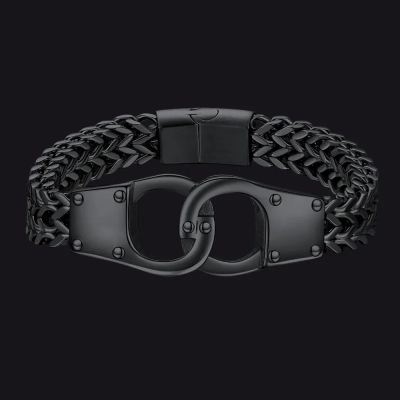 Handcuffs Chain Bracelet For Men with Celtic Knot in Stainless Steel sold by FaithHeart
