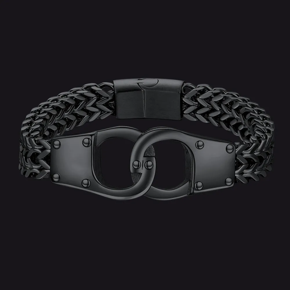 Handcuffs Chain Bracelet For Men with Celtic Knot in Stainless Steel sold by FaithHeart
