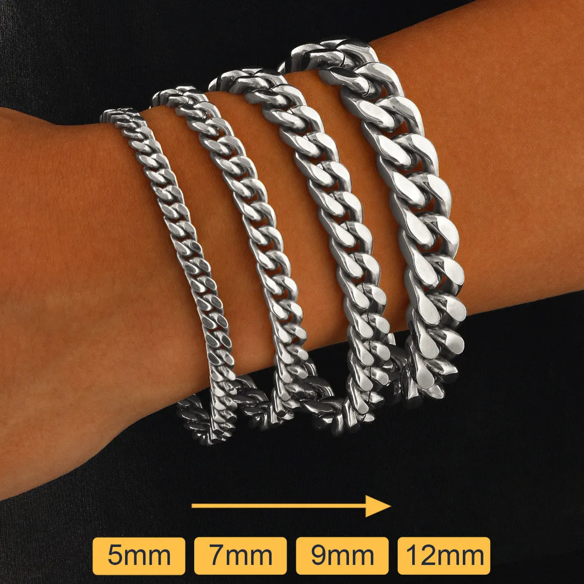 Miami Cuban Link Chain Bracelet 5/7/9/12mm Width for Men sold by FaithHeart product image thumbnail 5