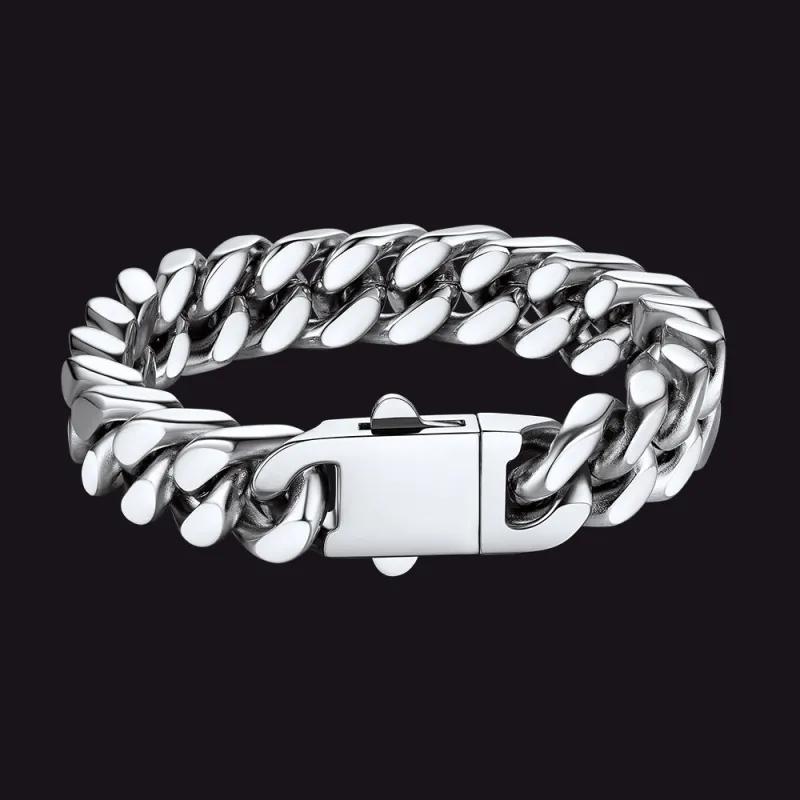 Miami Cuban Link Chain Bracelet 5/7/9/12mm Width for Men sold by FaithHeart