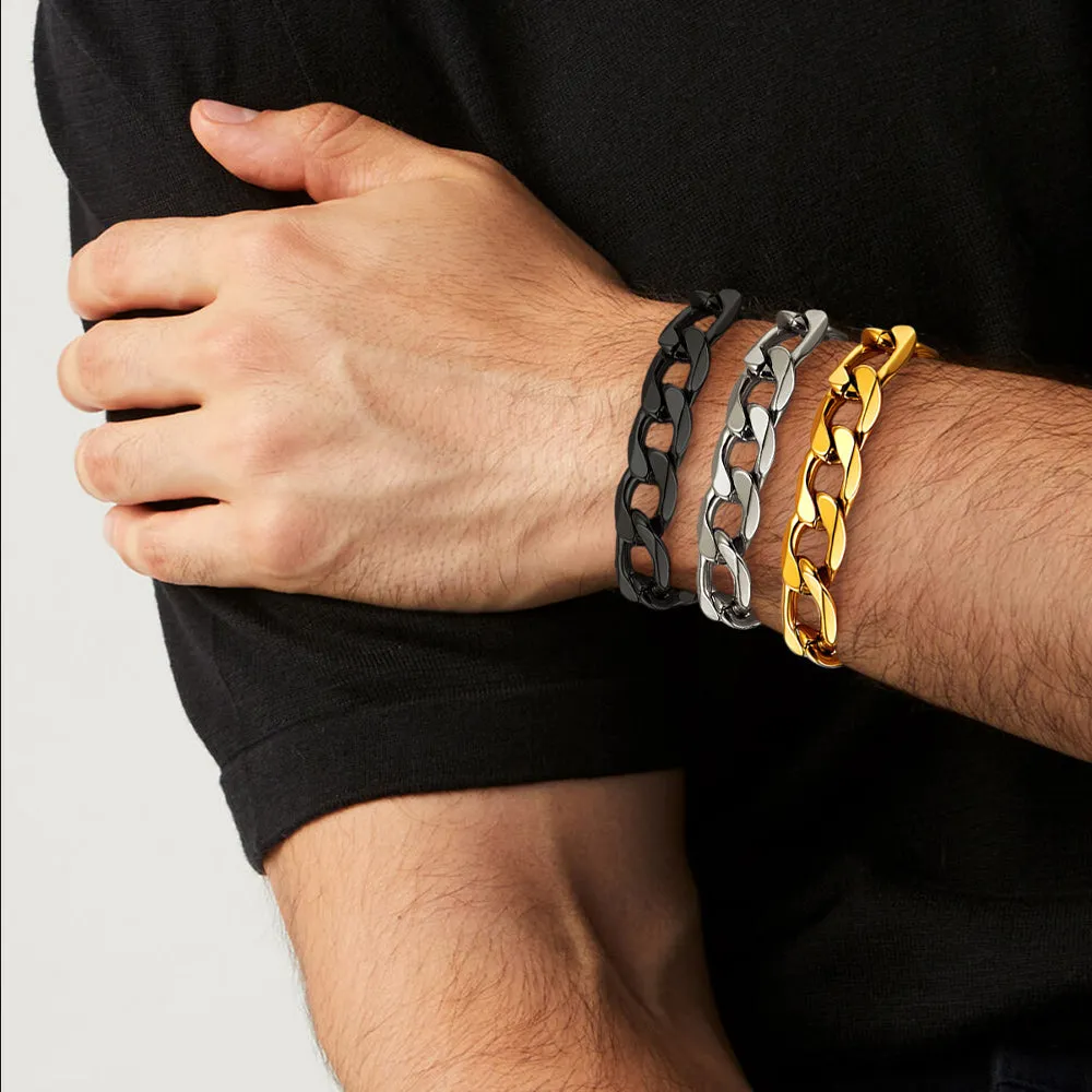 Figaro Cuban Link Chain Curb Bracelet For Men, 6MM-13MM sold by FaithHeart product image thumbnail 4