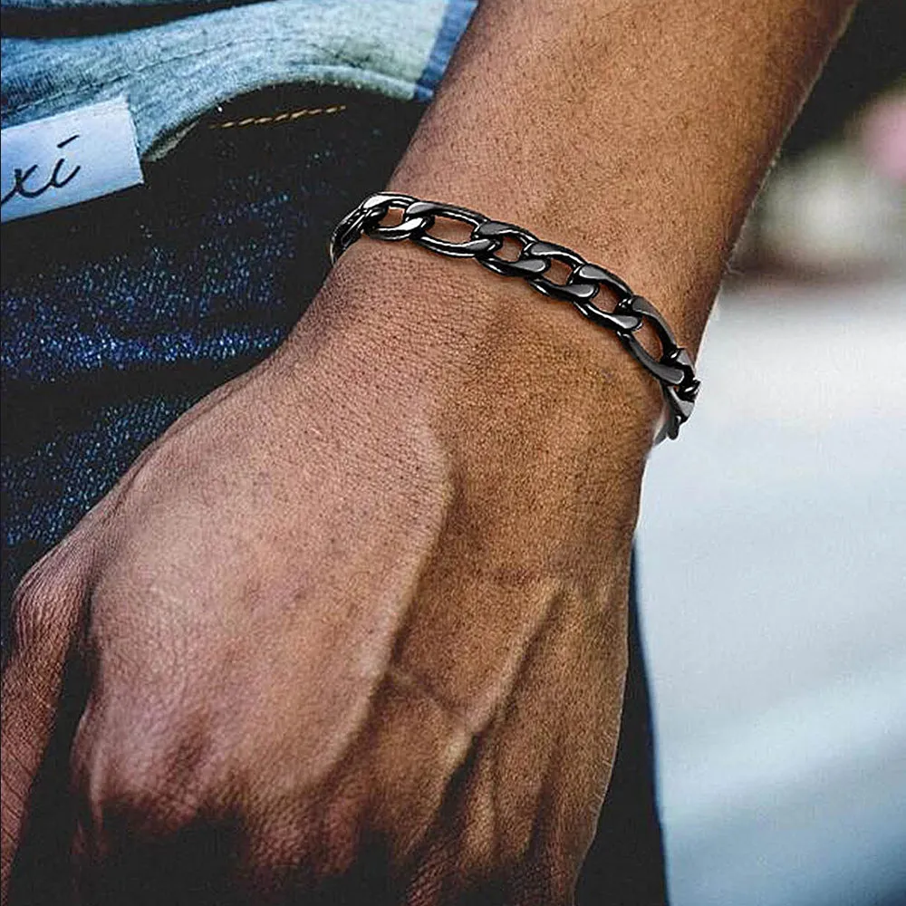 Figaro Cuban Link Chain Curb Bracelet For Men, 6MM-13MM sold by FaithHeart product image thumbnail 3