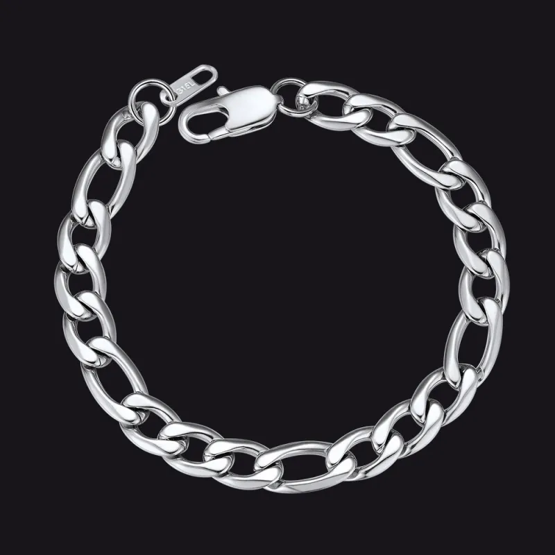 Figaro Cuban Link Chain Curb Bracelet For Men, 6MM-13MM sold by FaithHeart