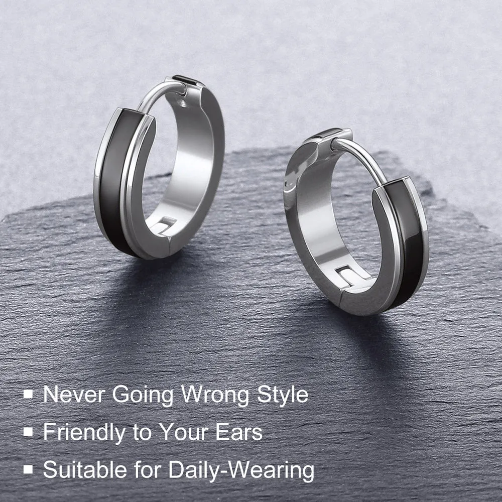 Stainless Steel Small Chunky Hoop Earrings for Men sold by FaithHeart product image thumbnail 4