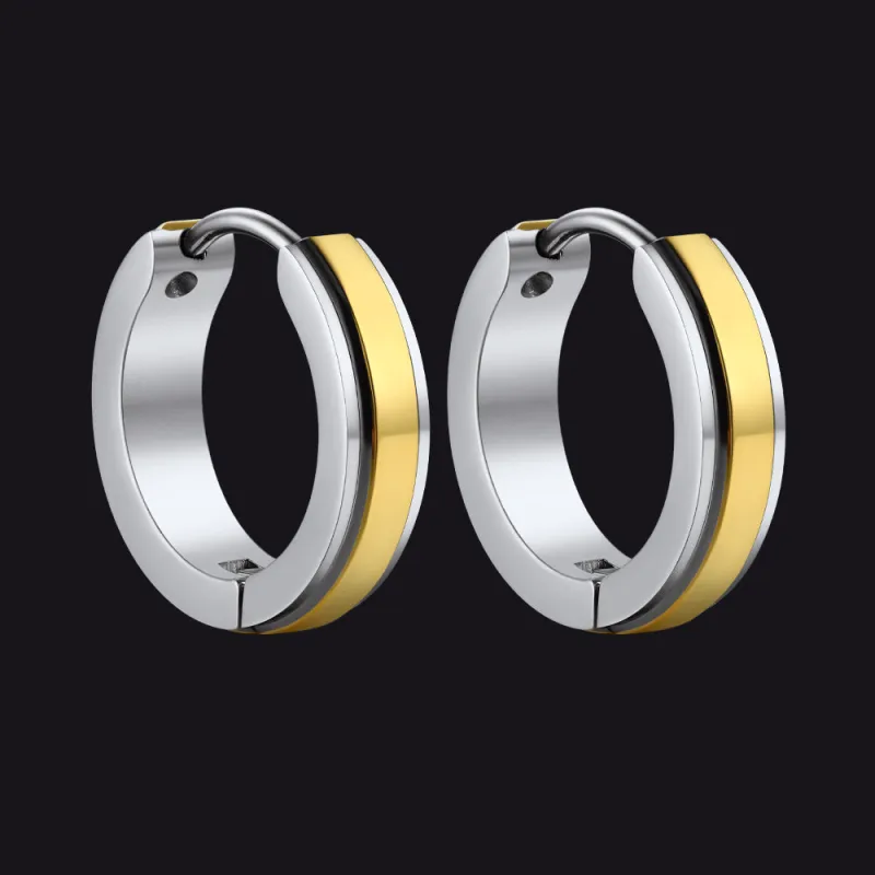 Stainless Steel Small Chunky Hoop Earrings for Men sold by FaithHeart