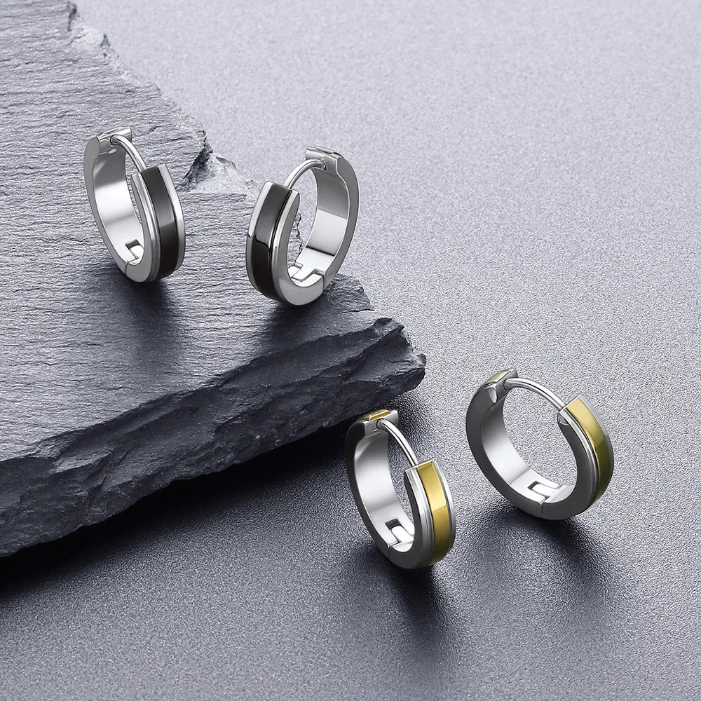 Stainless Steel Small Chunky Hoop Earrings for Men sold by FaithHeart product image thumbnail 5