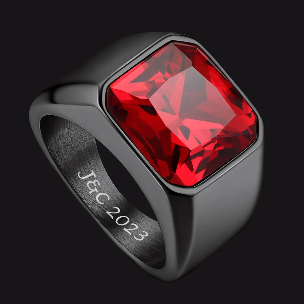 Engraved CZ Gemstone Band Ring for Men sold by FaithHeart