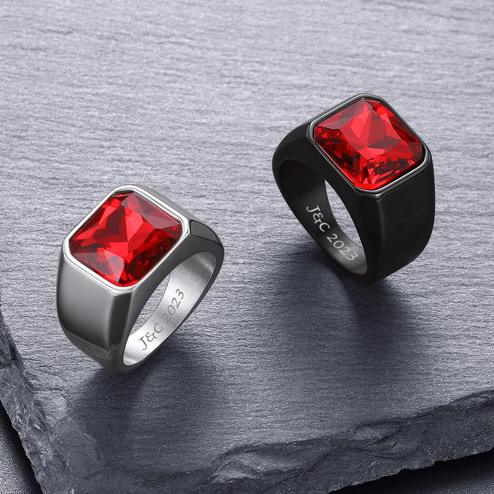 Engraved CZ Gemstone Band Ring for Men sold by FaithHeart product image thumbnail 5