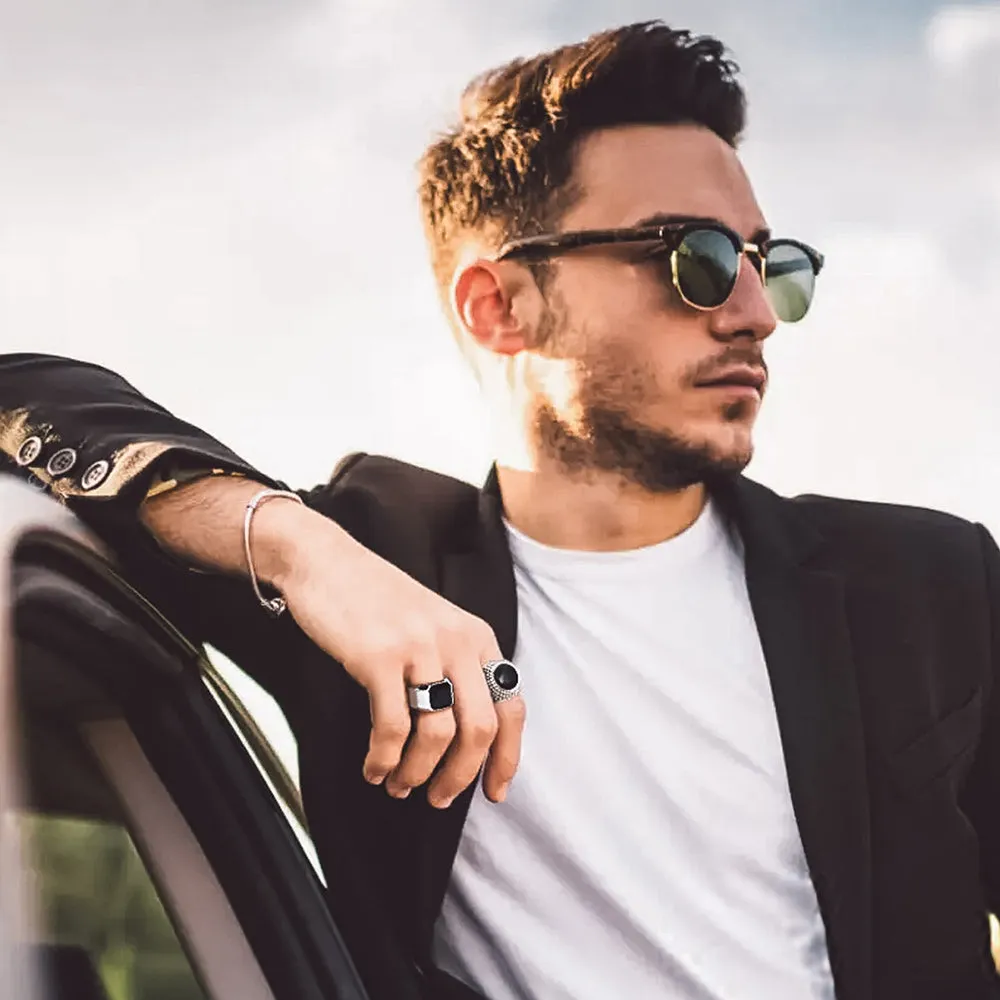 Engraved CZ Gemstone Band Ring for Men sold by FaithHeart product image thumbnail 3