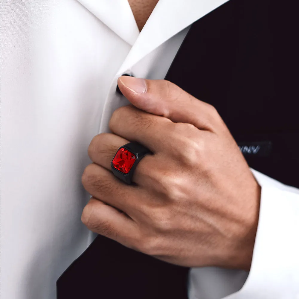 Engraved CZ Gemstone Band Ring for Men sold by FaithHeart product image thumbnail 2