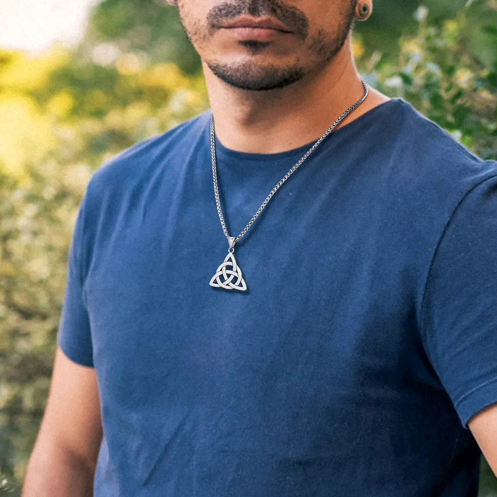 Irish Celtic Trinity Knot Necklace for Men Women in Stainless Steel sold by FaithHeart product image thumbnail 3