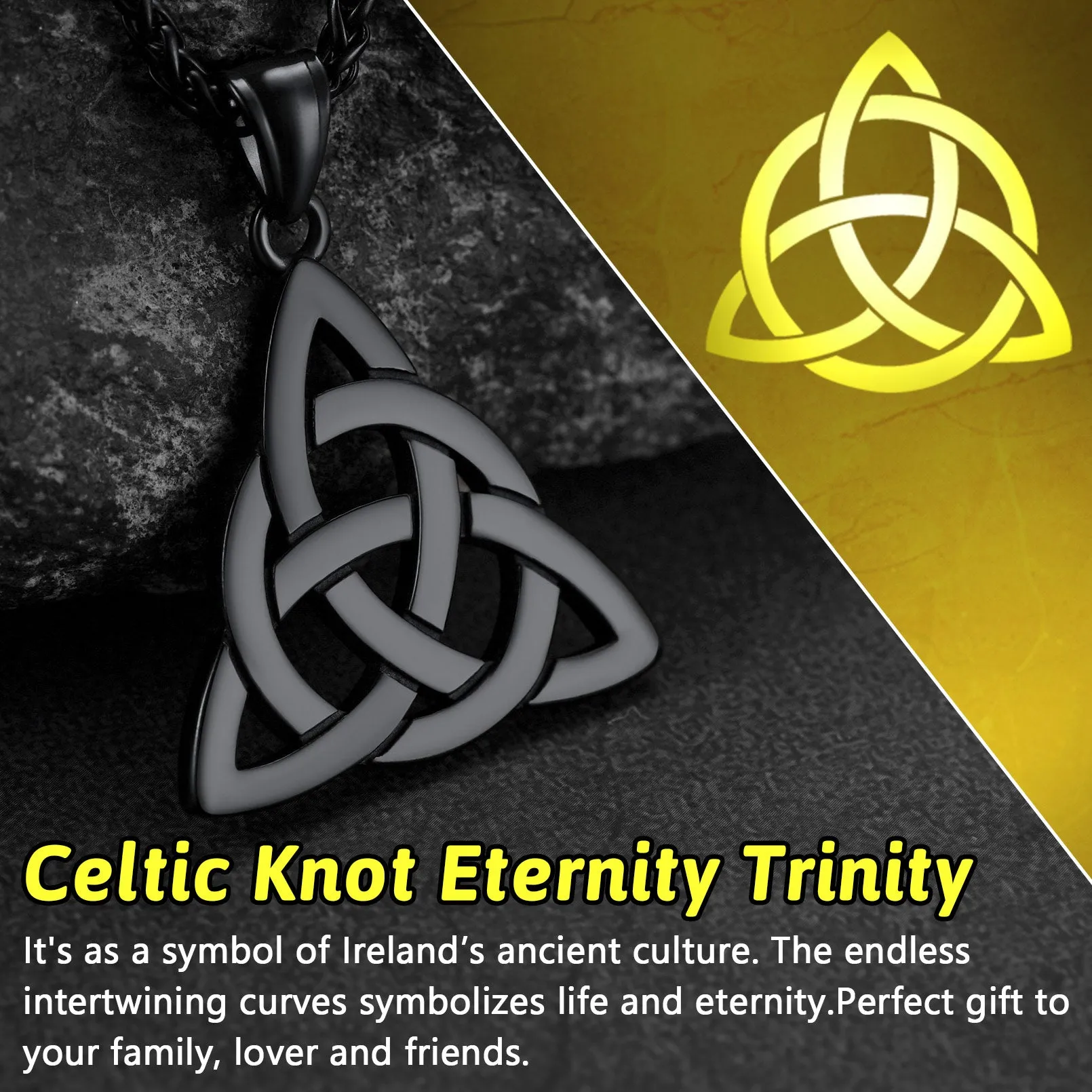 Irish Celtic Trinity Knot Necklace for Men Women in Stainless Steel sold by FaithHeart product image thumbnail 5