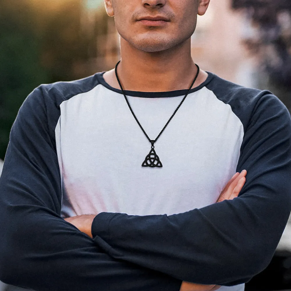 Irish Celtic Trinity Knot Necklace for Men Women in Stainless Steel sold by FaithHeart product image thumbnail 2