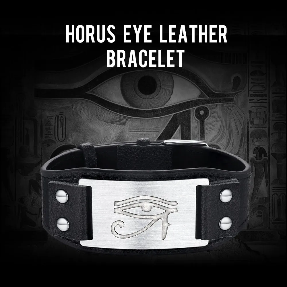 Egyptian Horus Eye Leather Bracelet Wristband for Men Son sold by FaithHeart product image thumbnail 3