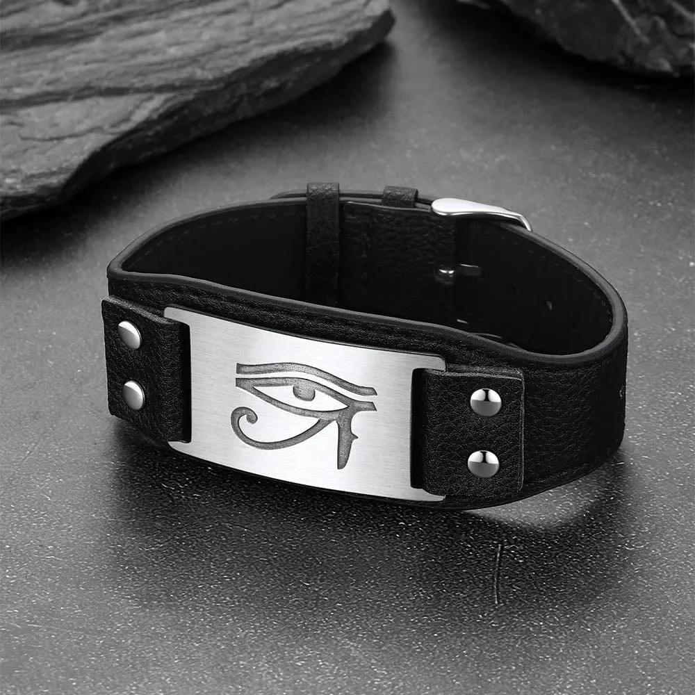 Egyptian Horus Eye Leather Bracelet Wristband for Men Son sold by FaithHeart product image thumbnail 5