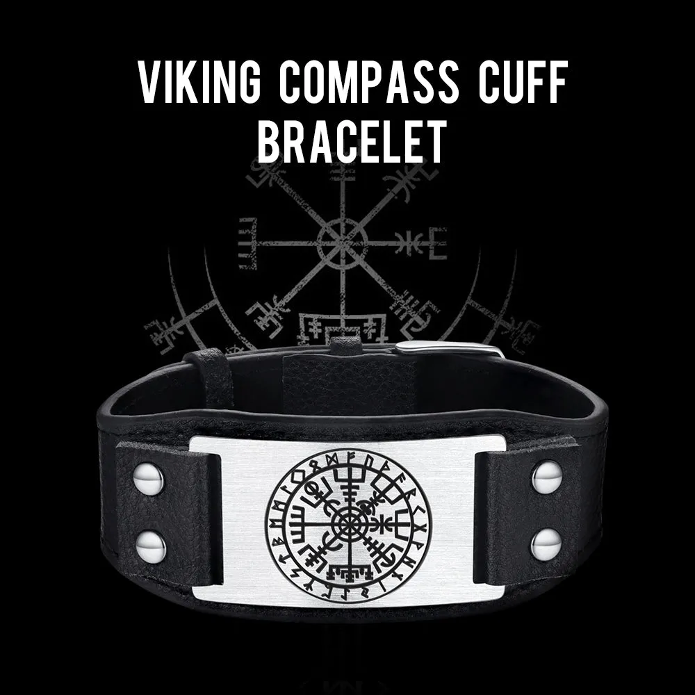 Flash Sale Norse Viking Compass Leather Bracelet Wristband For Men Son sold by FaithHeart product image thumbnail 4