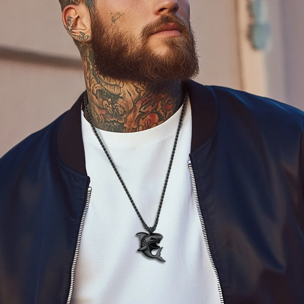 Stainless Steel Shark Pendant Necklace For Men Women sold by FaithHeart product image thumbnail 2