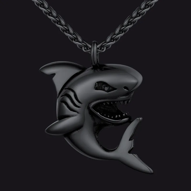 Stainless Steel Shark Pendant Necklace For Men Women sold by FaithHeart