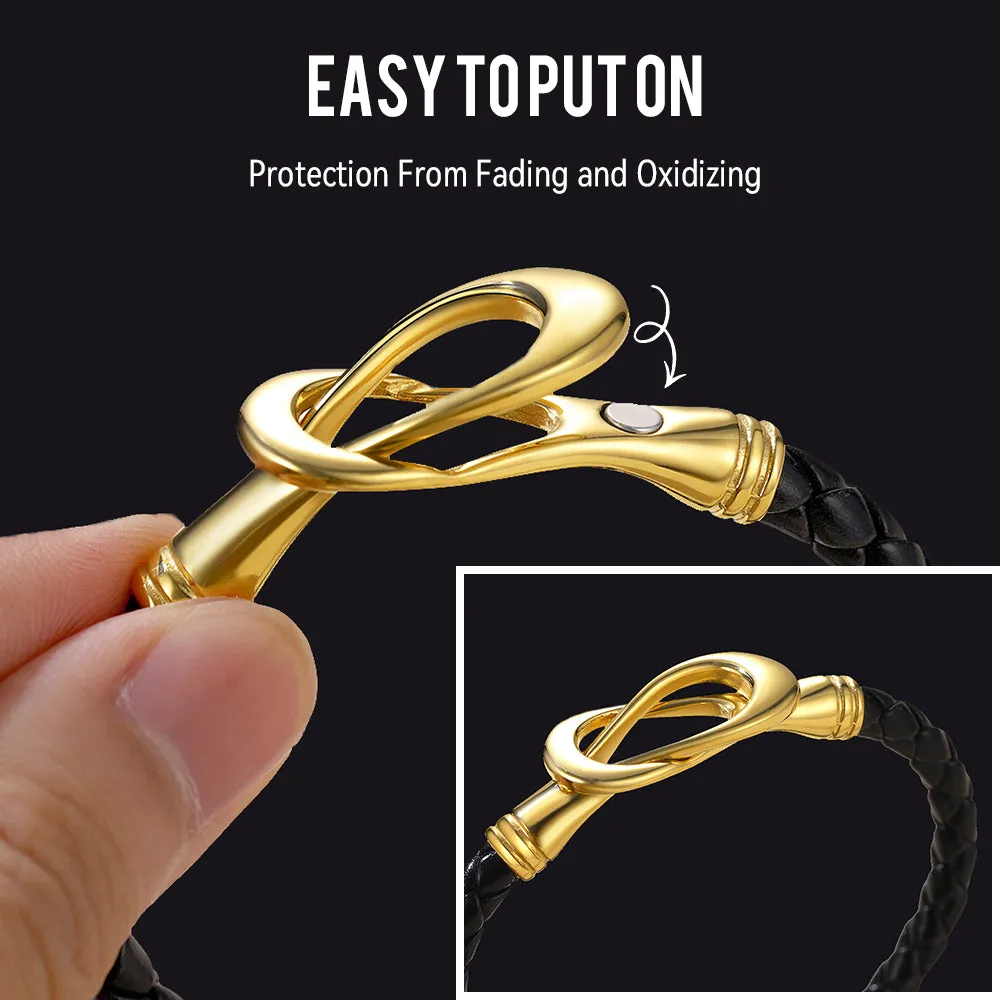 Magnetic Infinity Closure Leather Bracelet for Men Women sold by FaithHeart product image thumbnail 3