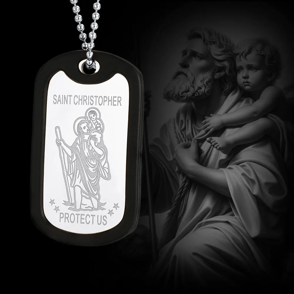 Custom Engraved Saint Christopher Dog Tag Necklace For Men sold by FaithHeart product image thumbnail 5