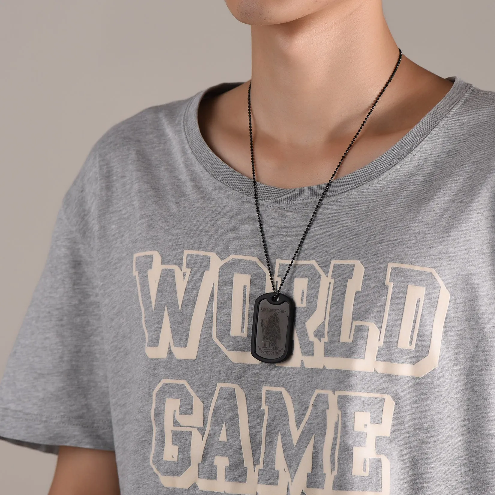 Custom Engraved Saint Christopher Dog Tag Necklace For Men sold by FaithHeart product image thumbnail 3