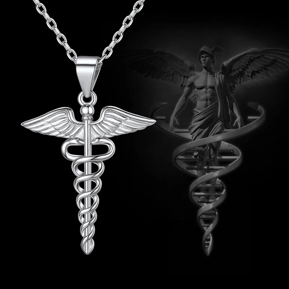 925 Sterling Silver Caduceus Necklace for Healthcare Professionals, Travelers sold by FaithHeart product image thumbnail 5