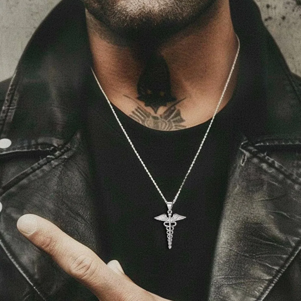 925 Sterling Silver Caduceus Necklace for Healthcare Professionals, Travelers sold by FaithHeart product image thumbnail 2