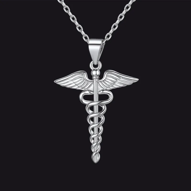 925 Sterling Silver Caduceus Necklace for Healthcare Professionals, Travelers sold by FaithHeart
