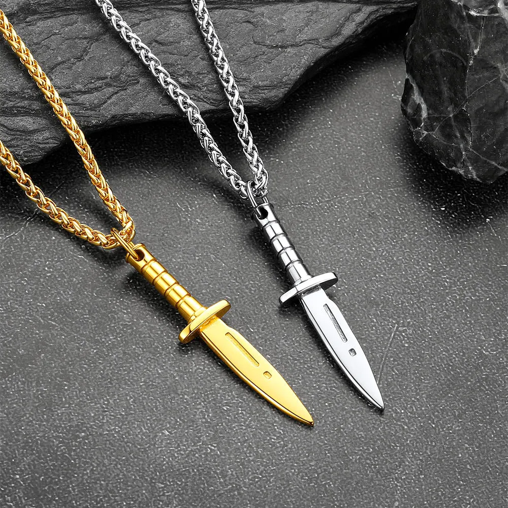 Hip Hop Knife Dagger Pendant Necklace for Men sold by FaithHeart product image thumbnail 3