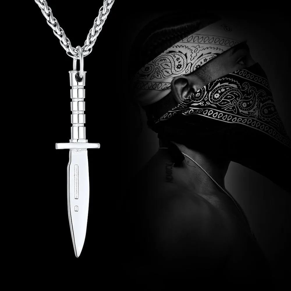 Hip Hop Knife Dagger Pendant Necklace for Men sold by FaithHeart product image thumbnail 4