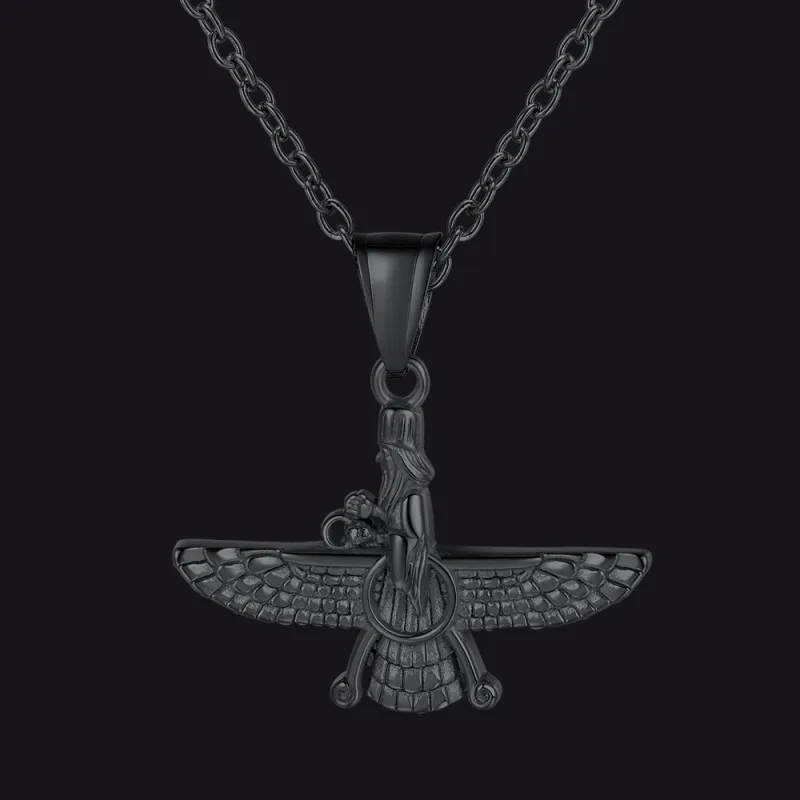 Stainless Steel Faravahar Ahura Mazda Pendant Necklace For Men made by FaithHeart
