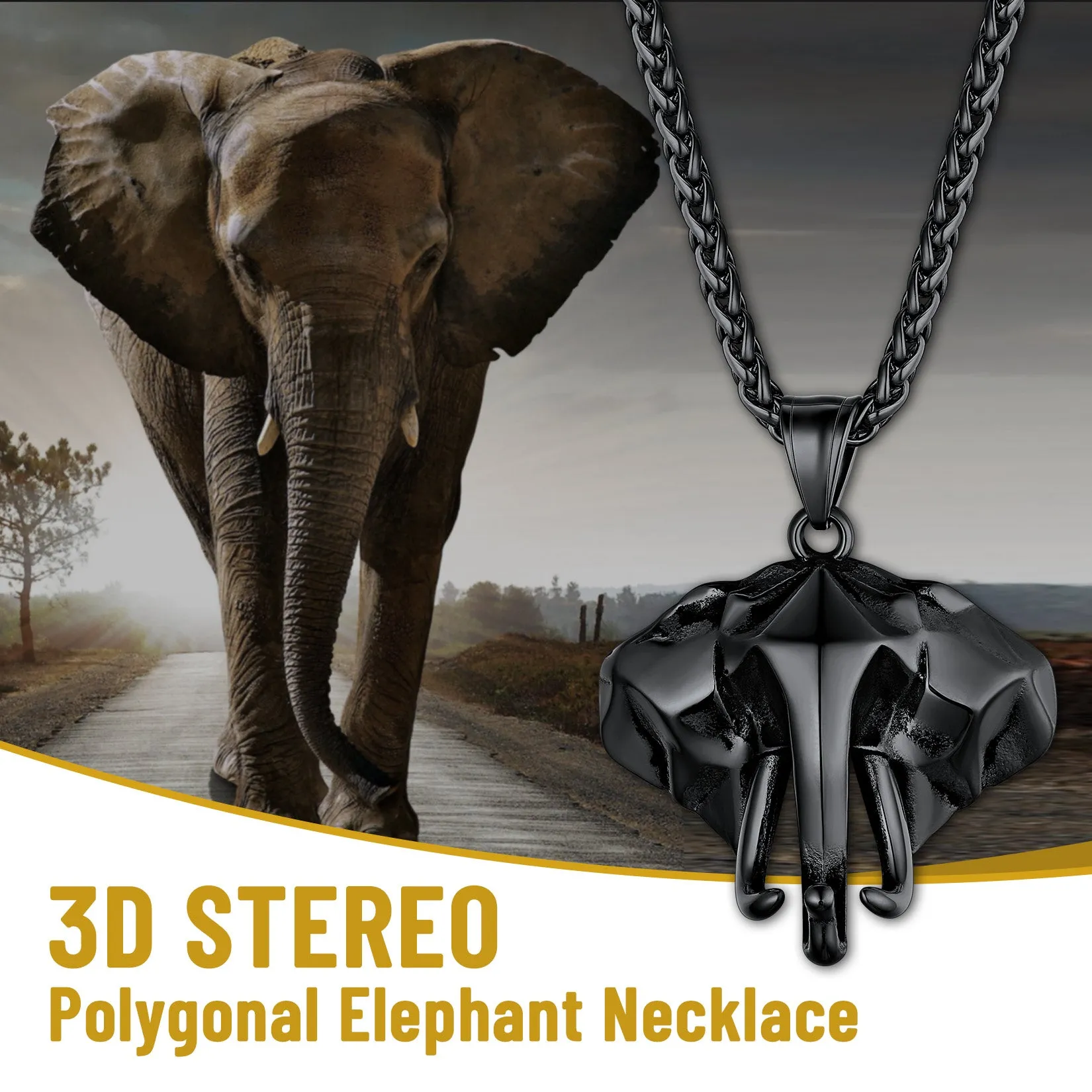Stainless Steel African Elephant Necklace for Men sold by FaithHeart product image thumbnail 5