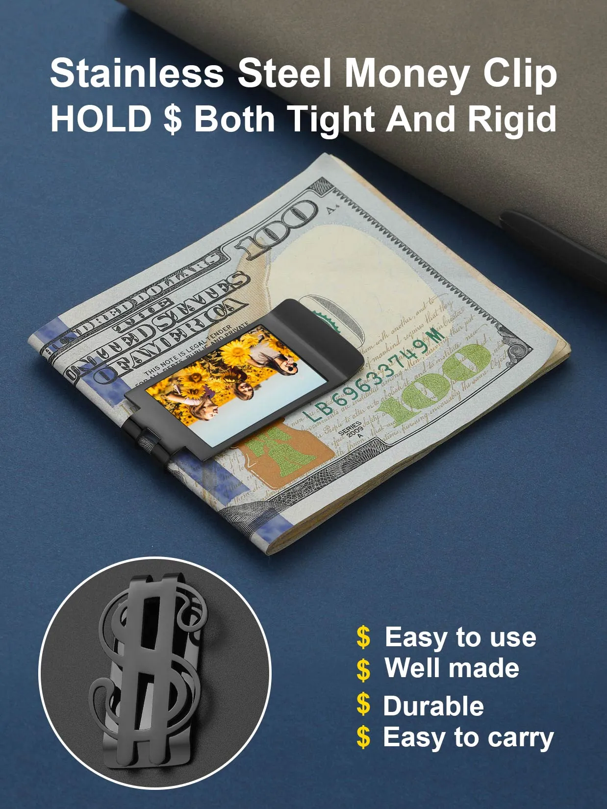 Personalized Picture Dollar Sign Money Clip Gift for Men Women sold by FaithHeart product image thumbnail 5