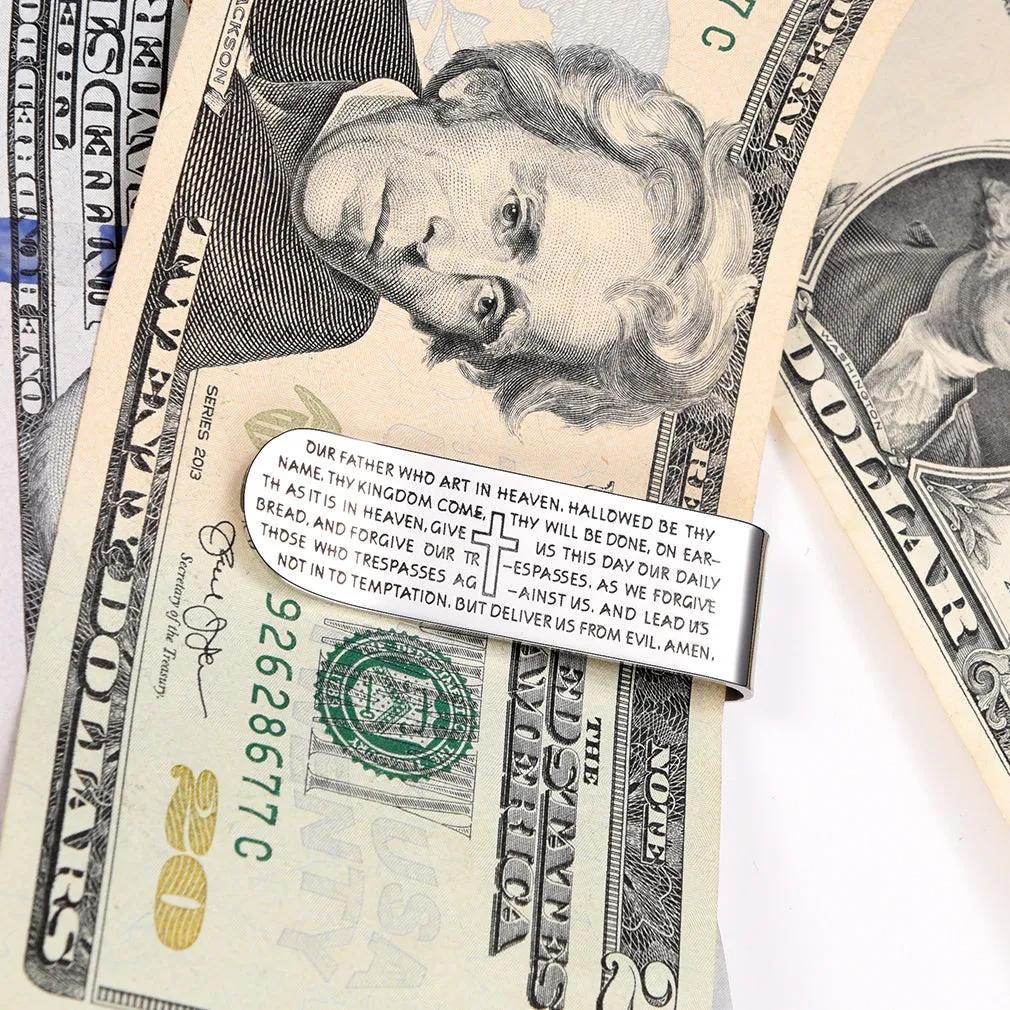 Cross Prayer Money Clip Money Card Holder for Men sold by FaithHeart product image thumbnail 3